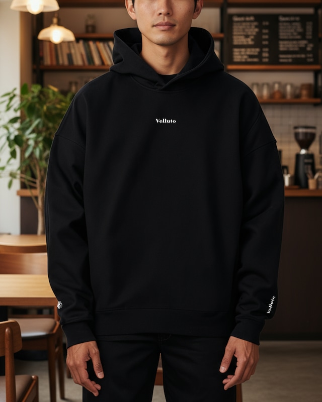 Vellutoオリジナル ダンボールニットパーカー 001_BLACK