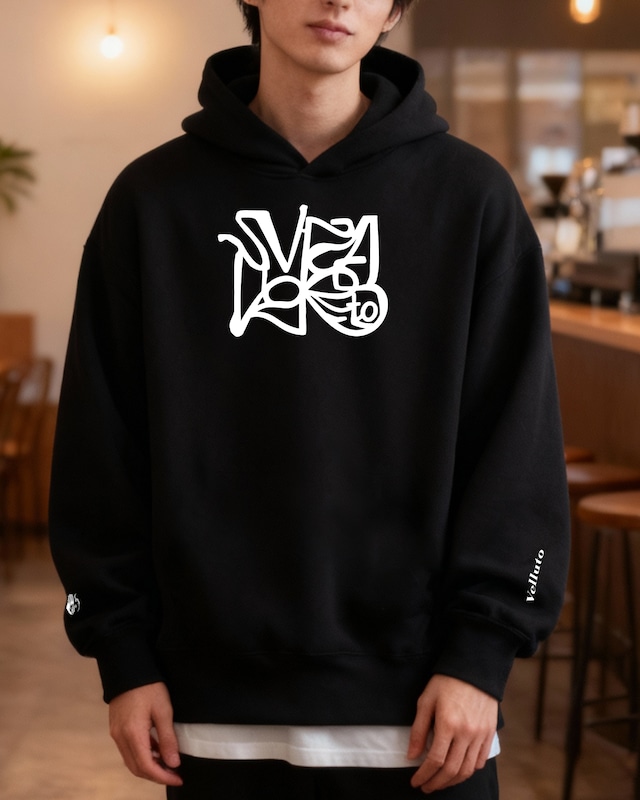 Vellutoオリジナル ダンボールニットパーカー 003_BLACK